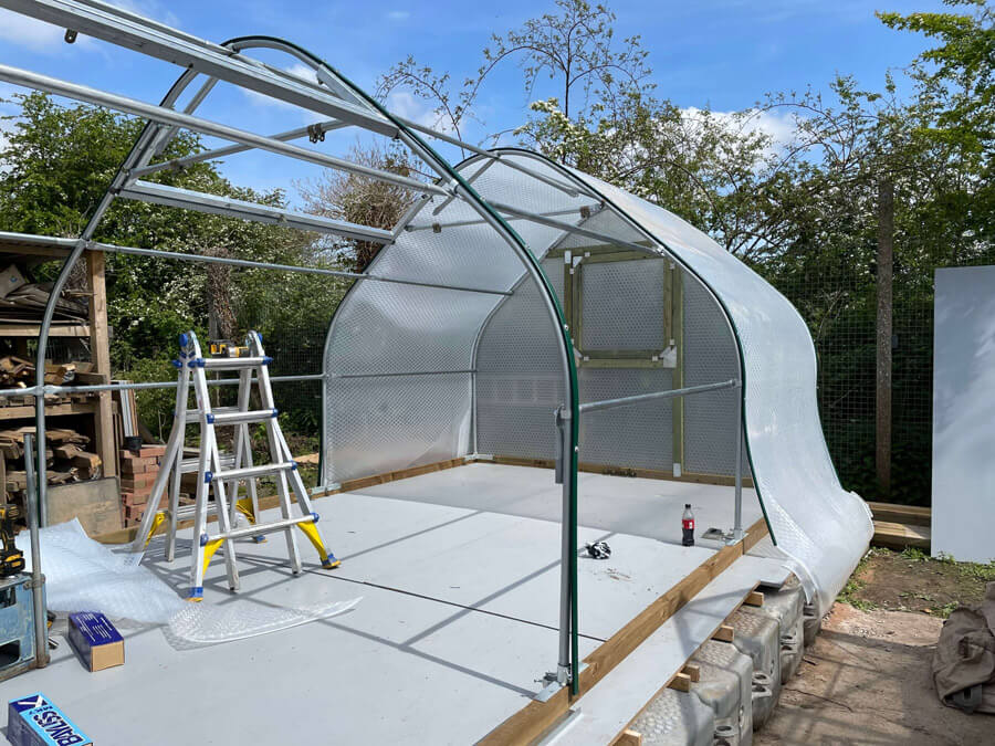 Construction of Keder floating greenhouse in Worcestershire
